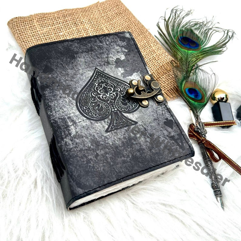 Vintage Leather Print Journal: Blank Book of Shadows, Wiccan Grimoire