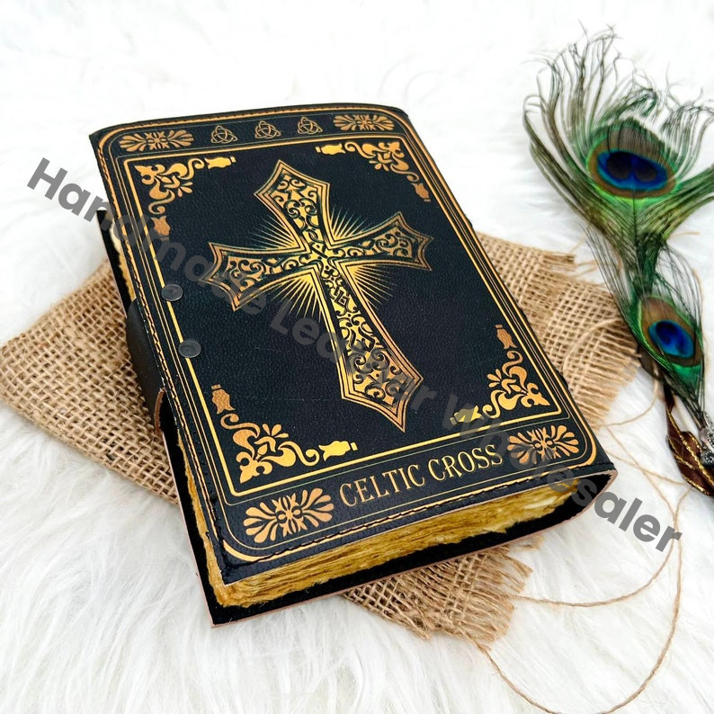 Vintage Leather Print Journal: Celtic Cross Book of Shadows