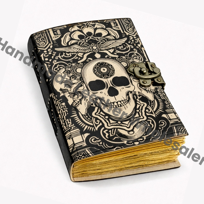 Vintage Leather Skull Journal: Handmade Book of Shadows Grimoire
