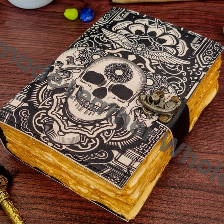 Vintage Leather Skull Journal: Handmade Book of Shadows Grimoire