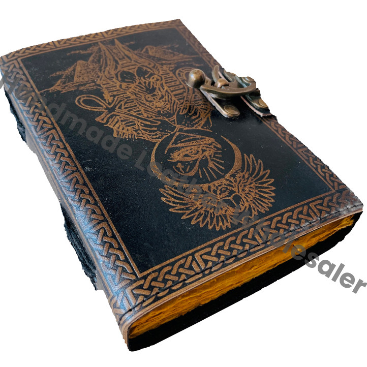 Vintage Leather Spiral Binding Journal for Women Eye of Horus Sketchbook Shadows Deckle Pages Third Eye Celtic Blank Witch Gift