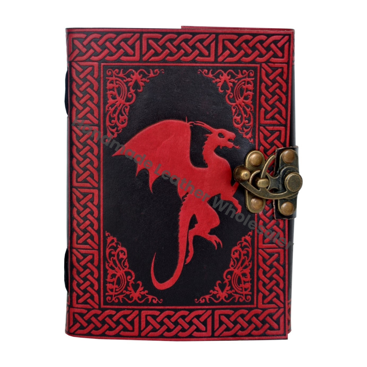 Vintage Leather Spiral Journal for Women Dragon Large Book Shadows Sketchbook Cotton Pages Black Red Spell Notebooks Gift
