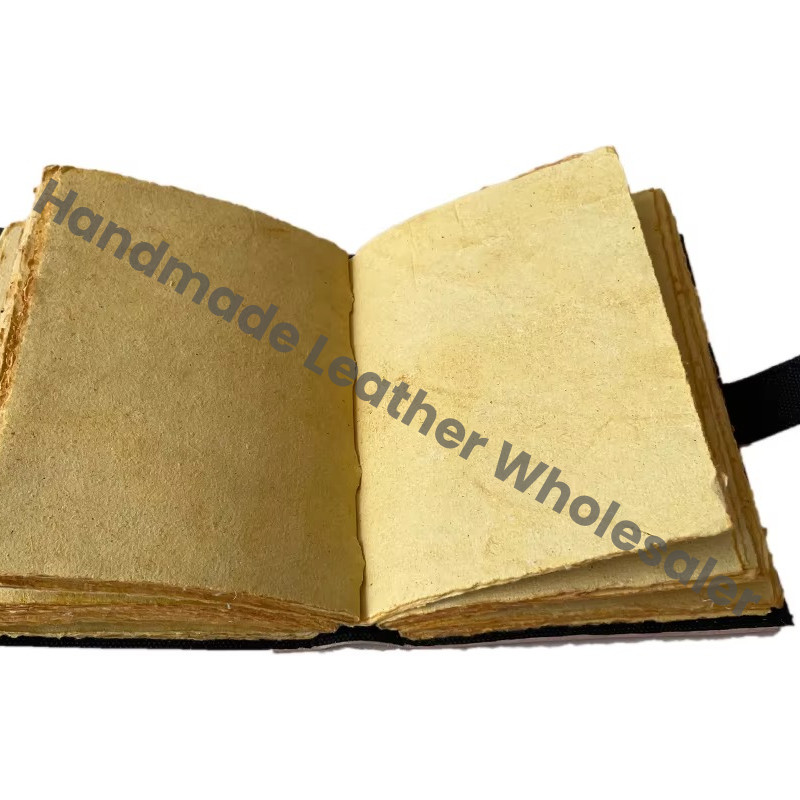 Vintage Printed Leather Journal Men Women Eco-friendly Custom Logo Antique Handmade Deckle Edge Paper Sketchbook