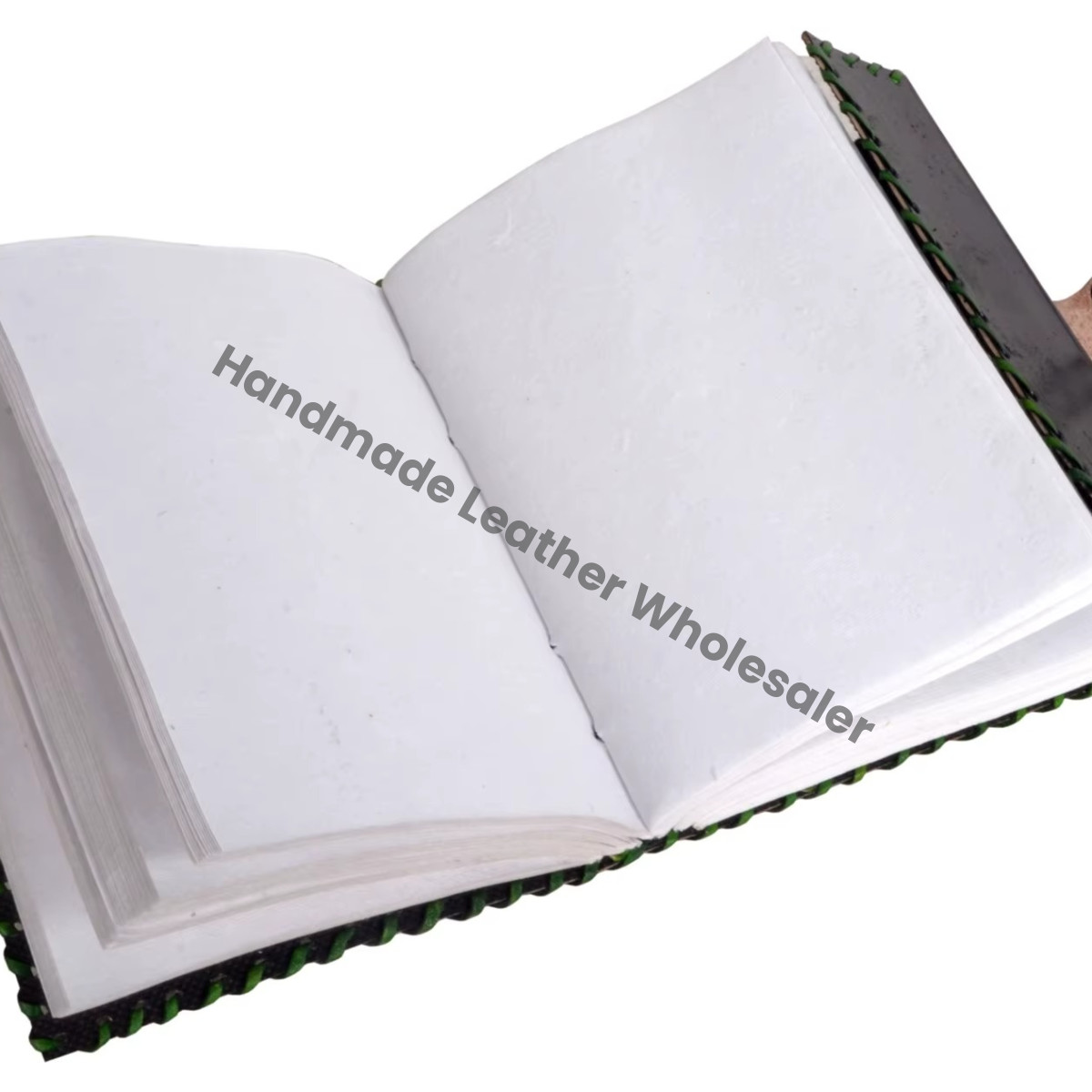 Vintage Skull Journal Handmade Green Black Leather Hardcover Large Recyclable Paper Custom Logo Notebooks Woman Sketchbook