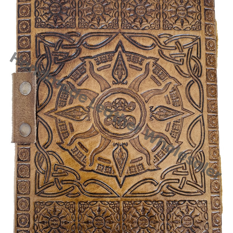 Vintage Sun Embossed Leather Journal Antique Handmade Deckle Edge Paper Sketchbook Charmed Bound Journals Gift Custom