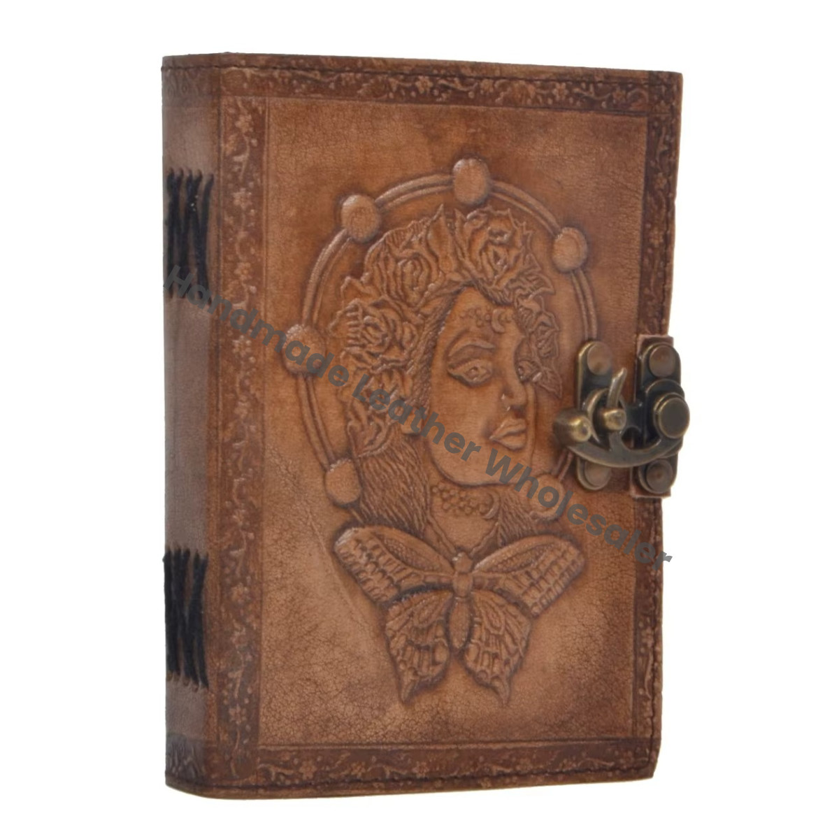 wholesale butterfly Vintage Leather Journal with Women Pages Antique Book Shadows Blank Grimoire Sketchbook Spiral Binding Gift