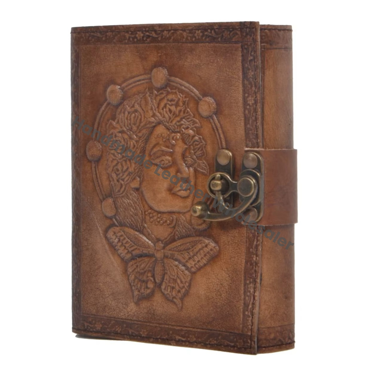 wholesale butterfly Vintage Leather Journal with Women Pages Antique Book Shadows Blank Grimoire Sketchbook Spiral Binding Gift