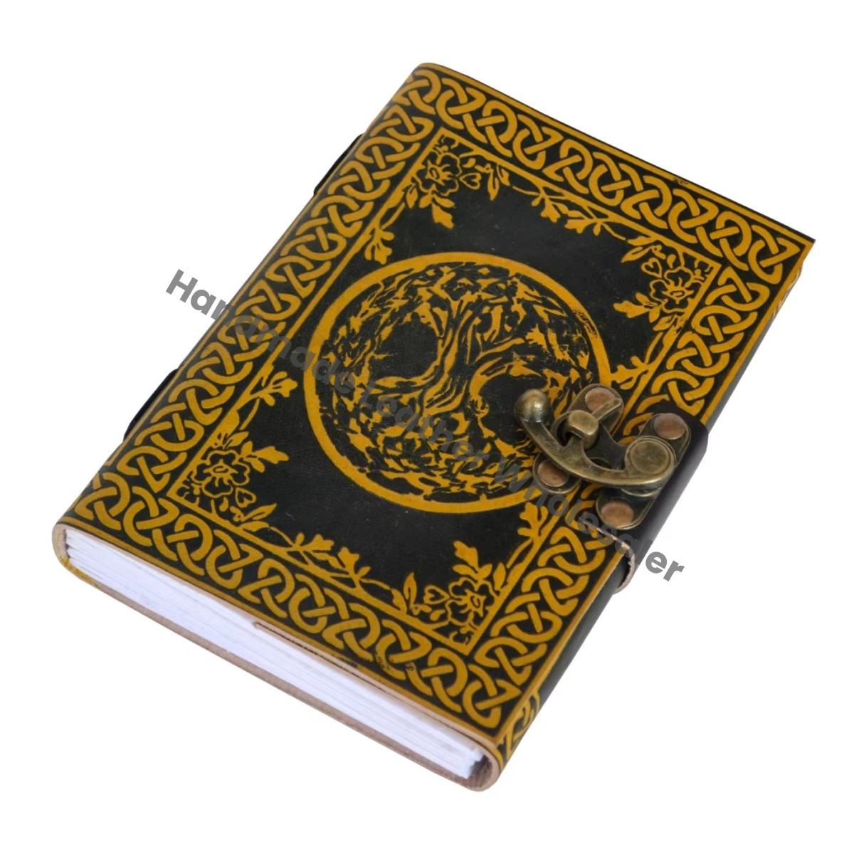 Wholesale Genuine Leather Round Tree Journals Custom Logo Handmade Vintage Notebook Writing Diary Manufacturer