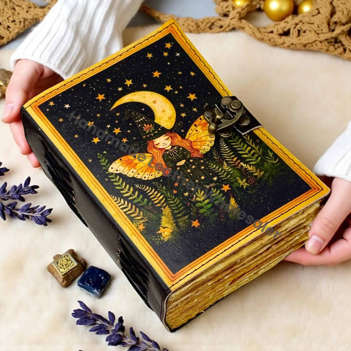 Witchy Leather Grimoire Journal – Refillable Book of Shadows, Witchcraft Spellbook, Wiccan Pagan Gothic Journal