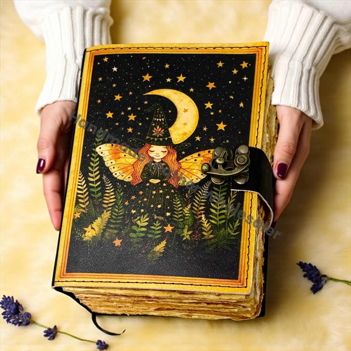 Witchy Leather Grimoire Journal – Refillable Book of Shadows, Witchcraft Spellbook, Wiccan Pagan Gothic Journal