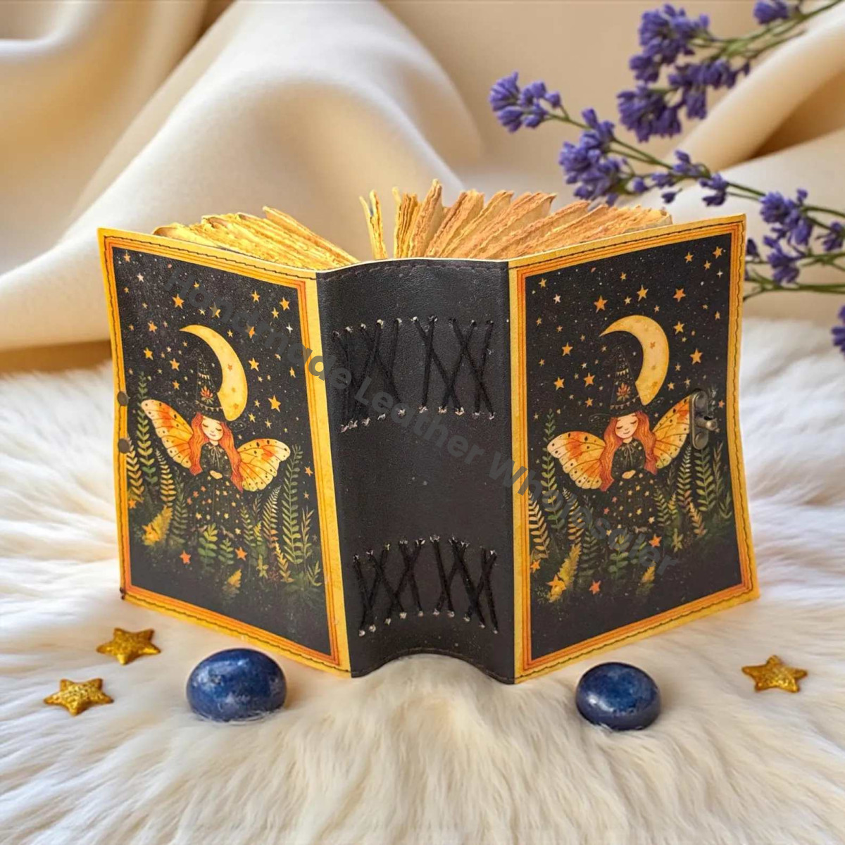 Witchy Leather Grimoire Journal – Refillable Book of Shadows, Witchcraft Spellbook, Wiccan Pagan Gothic Journal