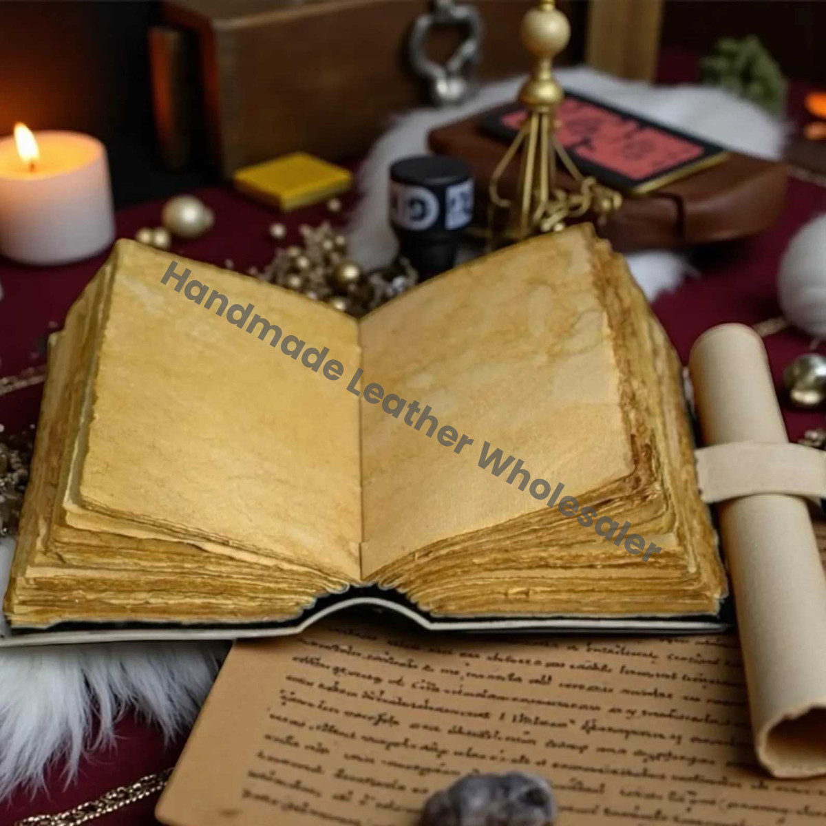 Witchy Leather Grimoire Journal – Refillable Book of Shadows, Witchcraft Spellbook, Wiccan Pagan Gothic Journal