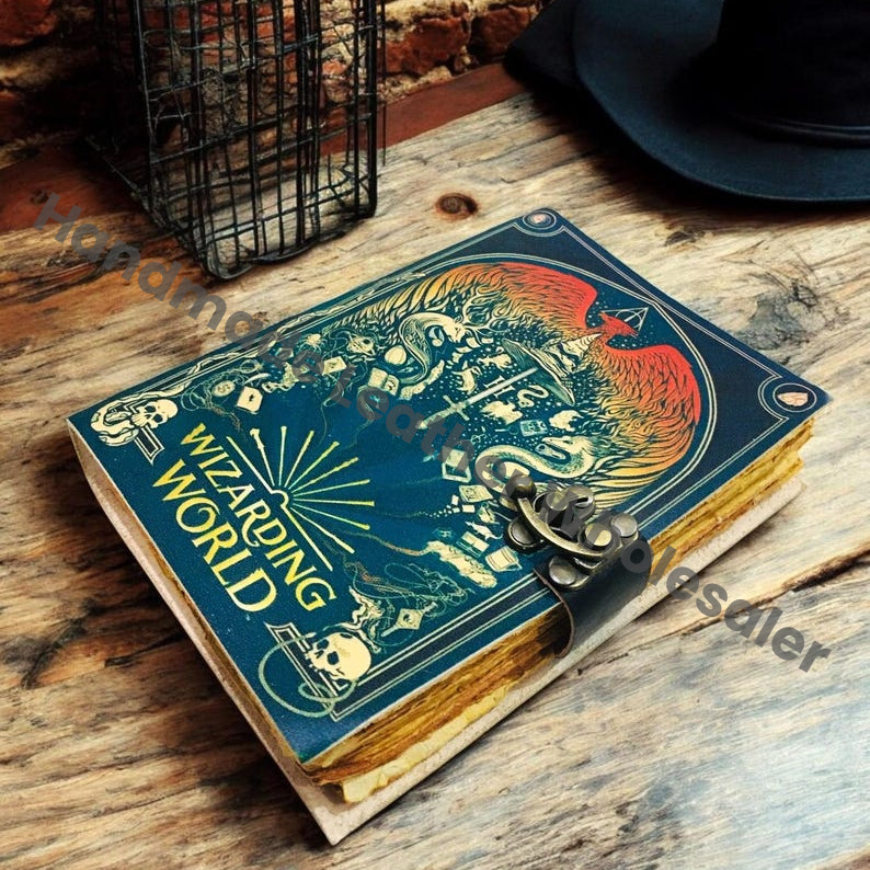 Wizarding World Leather Journal with Lock | Vintage Magic Spell Book Diary | Witchcraft & Wizard Gift Handmade Fantasy Notebook Grimoire.