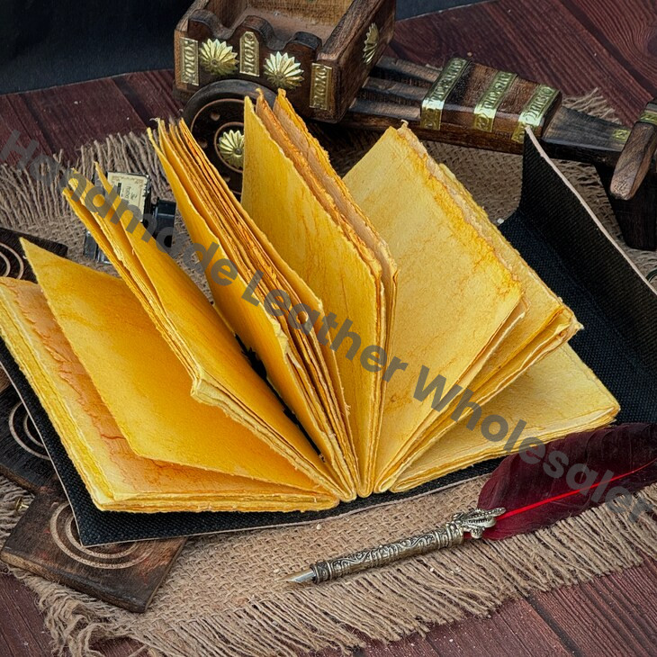Wizards Leather Journal with Yellow Stone & Flying Key, Book of Shadows