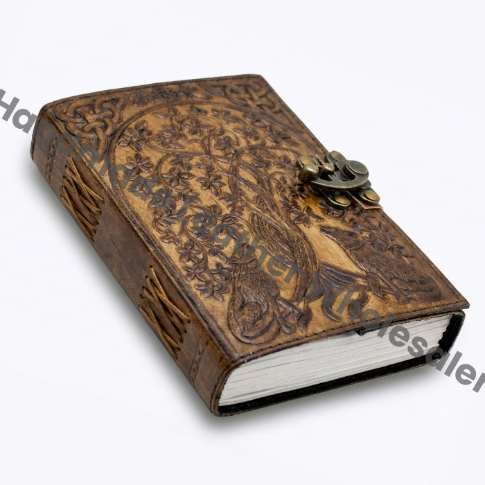 Wolf Embossed Leather Journal: Handmade Travel Diary