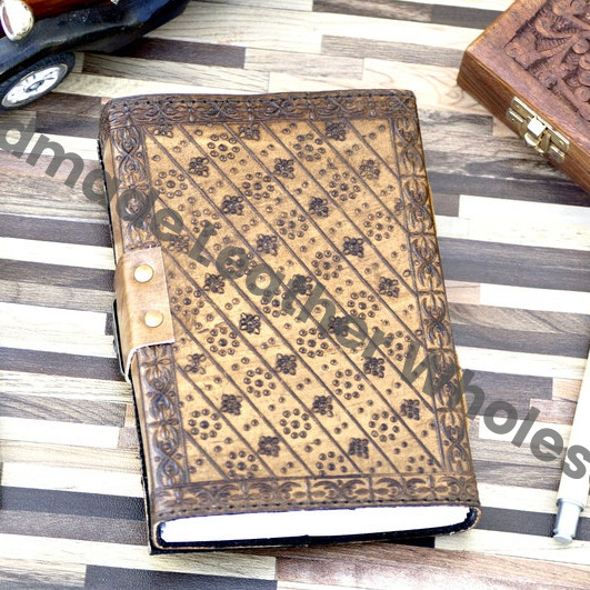 Wolf Embossed Leather Journal: Handmade Travel Diary