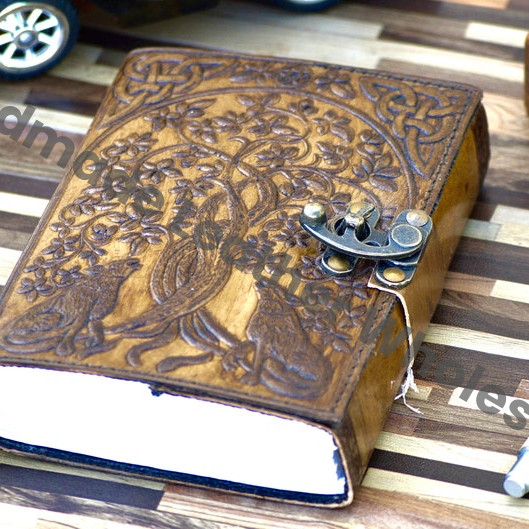 Wolf Embossed Leather Journal: Handmade Travel Diary