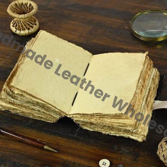 Wolf Grimoire Leather Journal: Handmade Celtic Notebook with Deckle Edge Paper