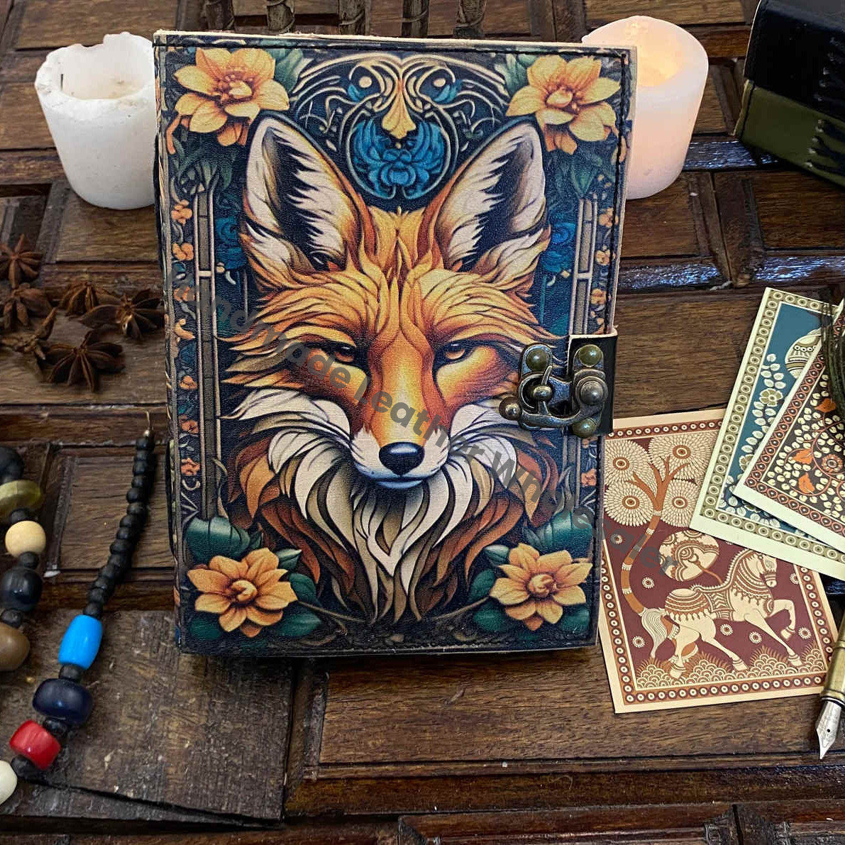 Wolf Grimoire Leather Journal • handmade leather journal, Celtic journal, 200 deckle Edge pages Daily notpad, recipe book, travel diary,