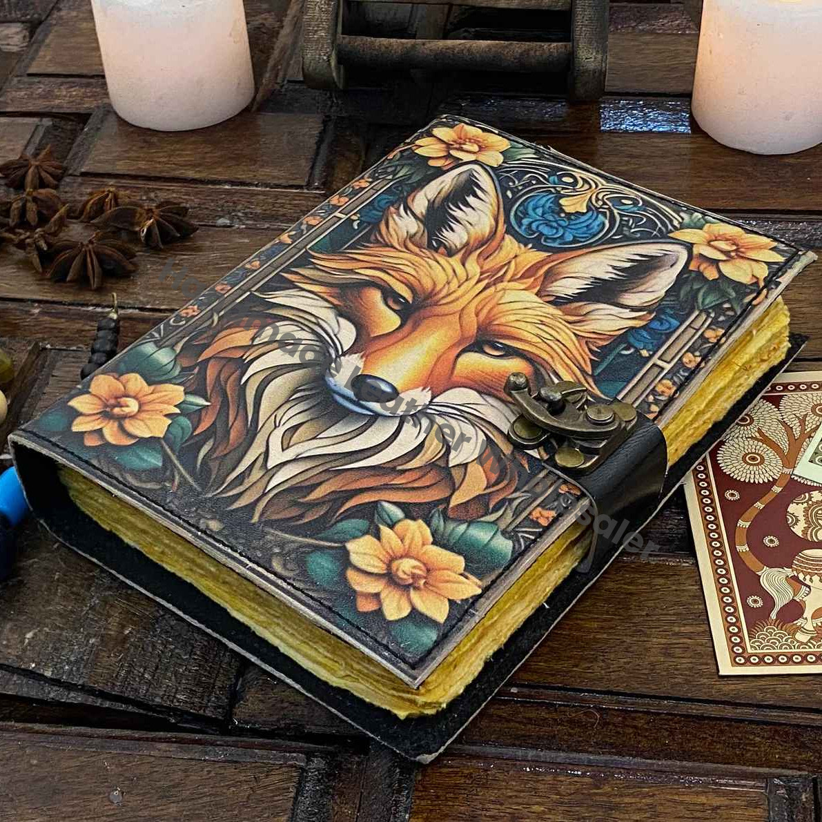 Wolf Grimoire Leather Journal • handmade leather journal, Celtic journal, 200 deckle Edge pages Daily notpad, recipe book, travel diary,