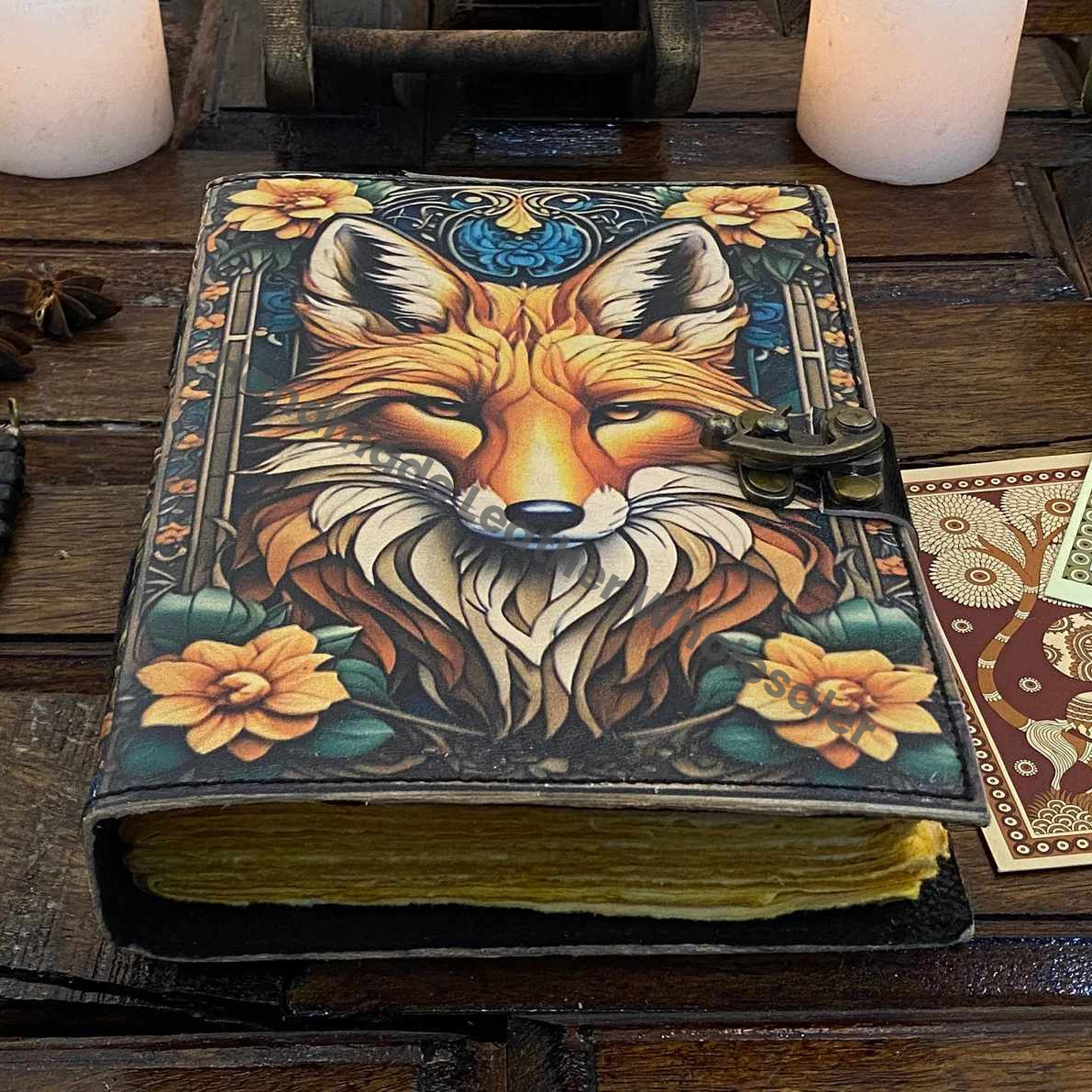 Wolf Grimoire Leather Journal • handmade leather journal, Celtic journal, 200 deckle Edge pages Daily notpad, recipe book, travel diary,