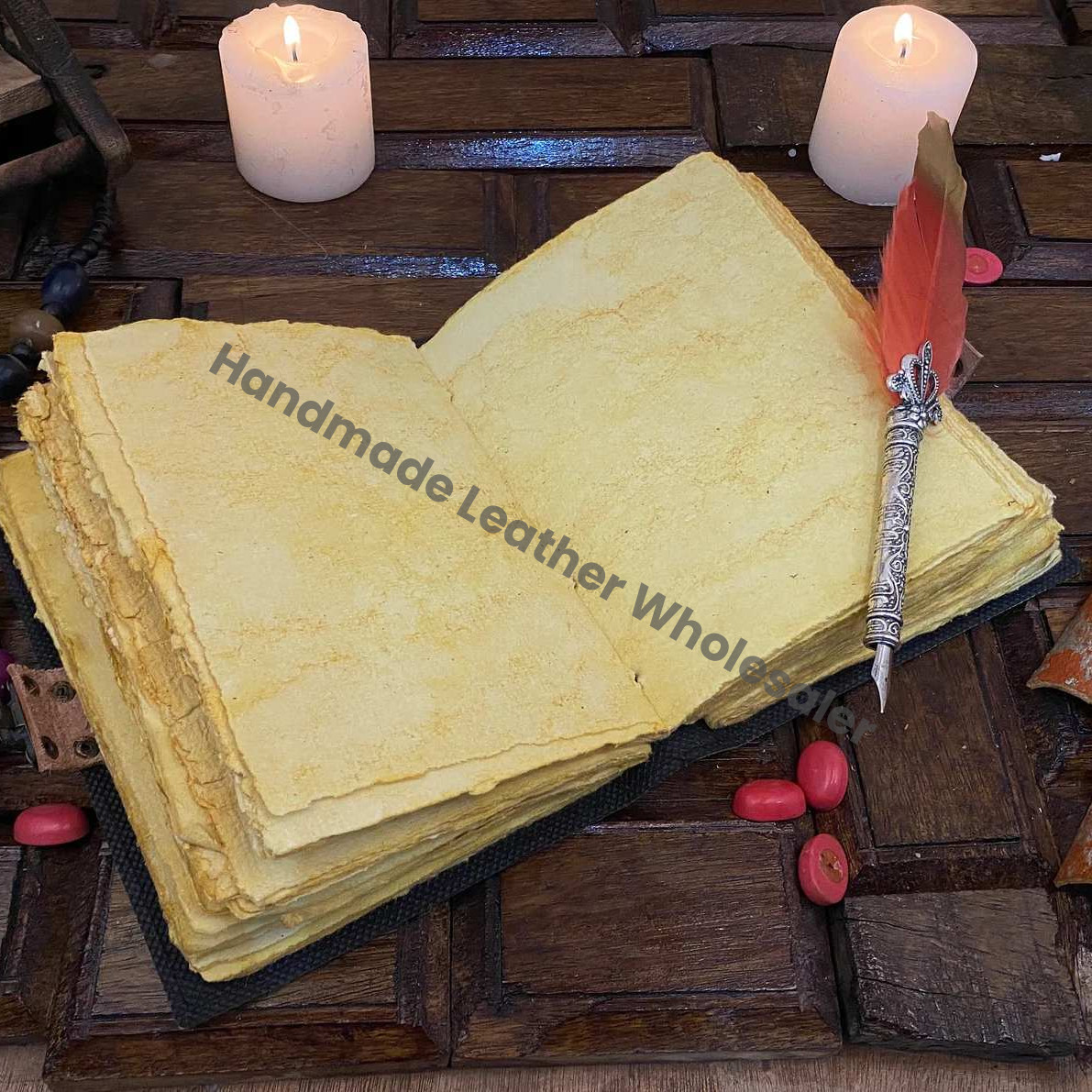 Wolf Grimoire Leather Journal • handmade leather journal, Celtic journal, 200 deckle Edge pages Daily notpad, recipe book, travel diary,