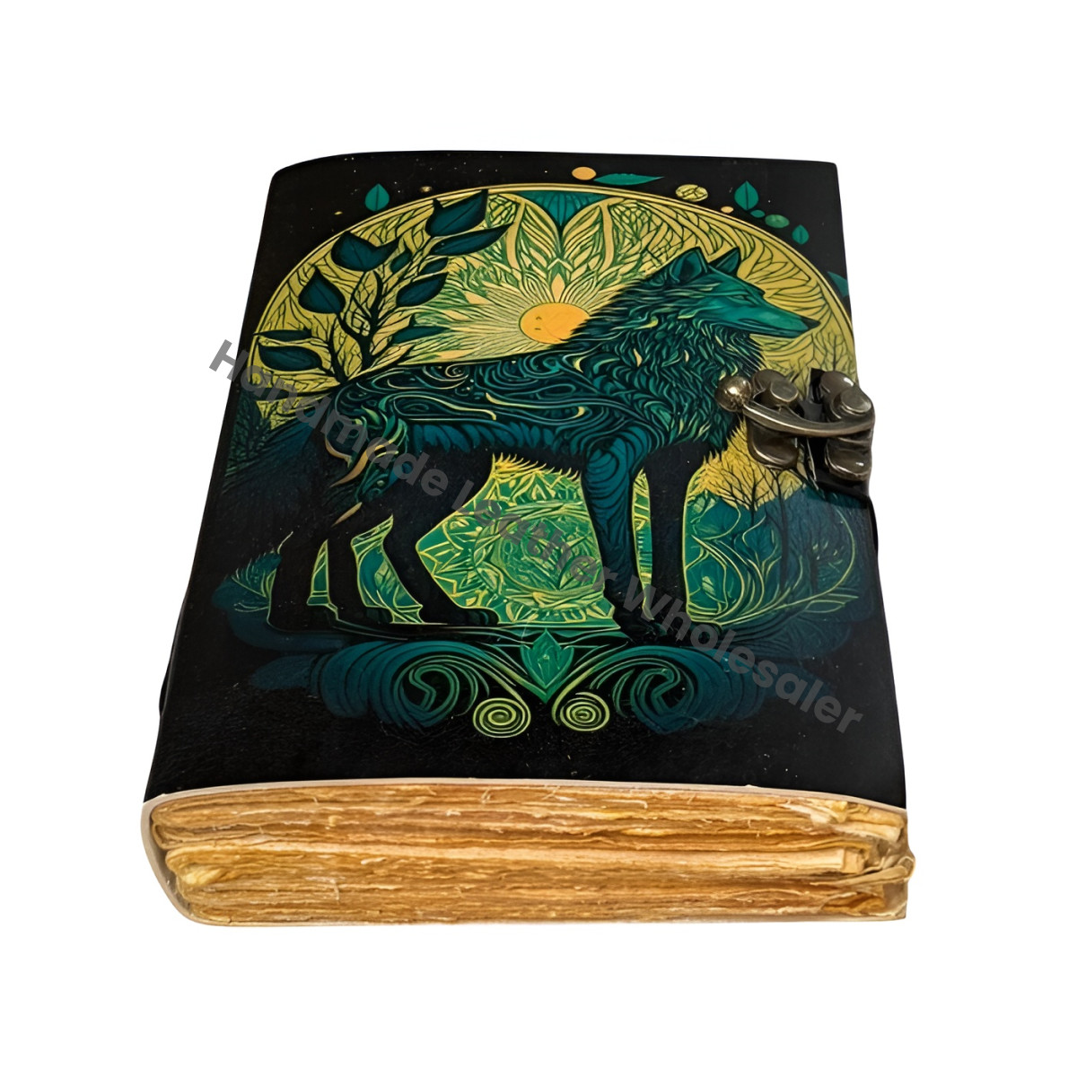 Wolf Leather Grimoire: Witchcraft Book of Shadows with Deckle Edge Paper