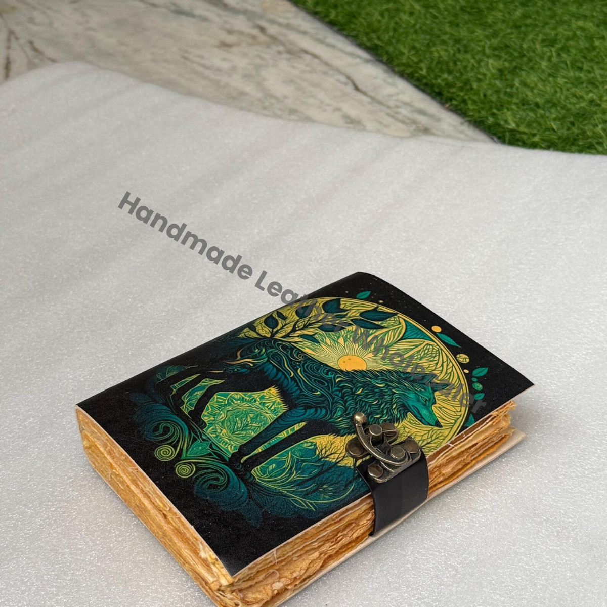 Wolf Leather Grimoire: Witchcraft Book of Shadows with Deckle Edge Paper