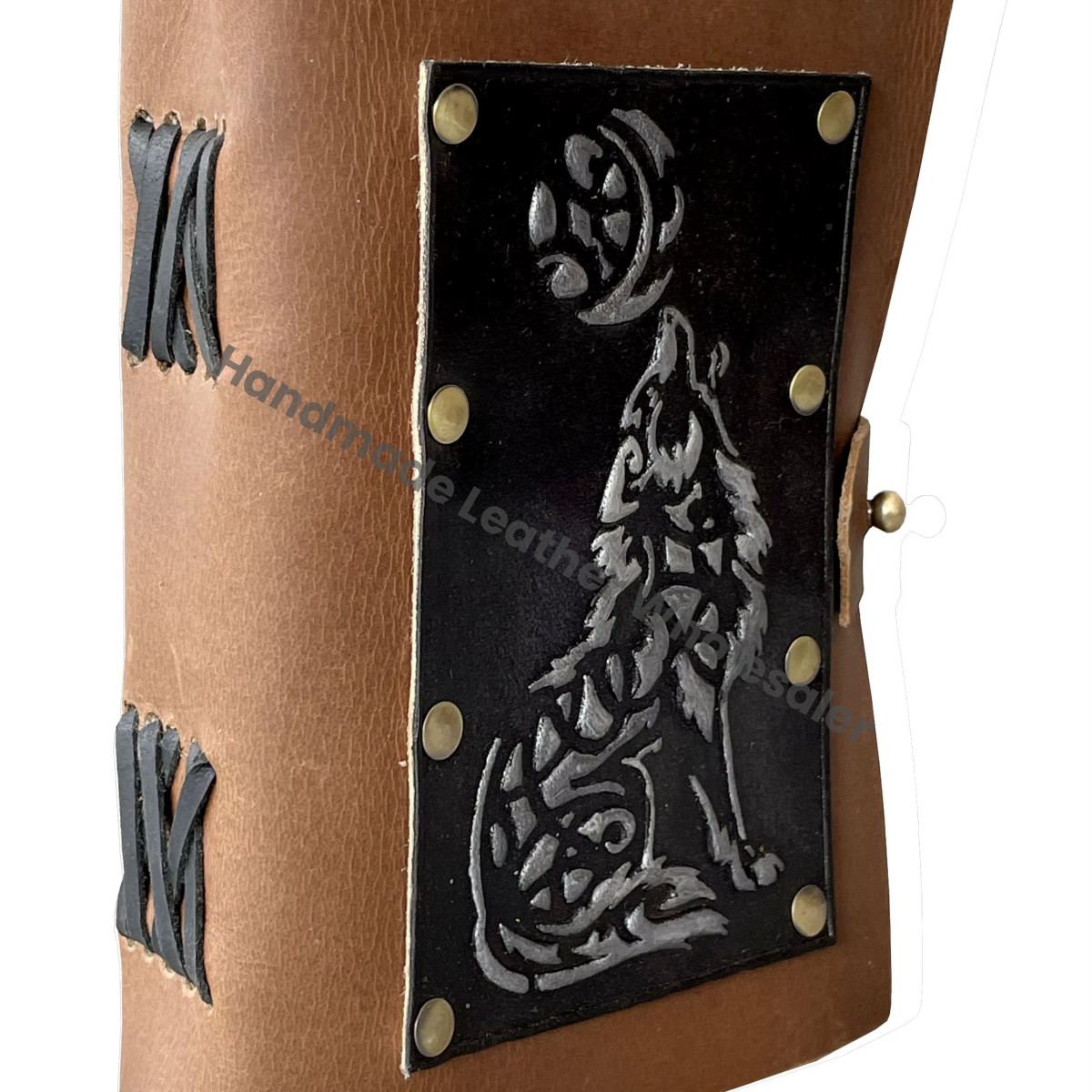Wolf Leather Journal Book of Shadows Antique Design Notebook Journal for Unisex Unlined Deckle Edge Paper Leather Book