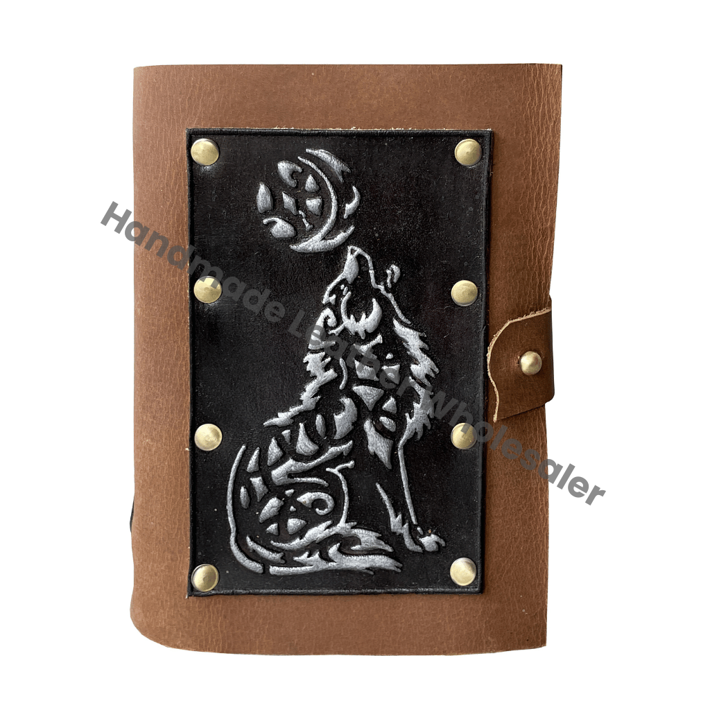 Wolf Personalized Leather Loose-Leaf Notebook Eco-friendly Paper Hardcover Travel Planner Gift Custom Diary Books