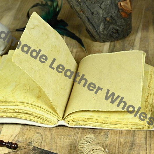 Wolf Vintage Handmade leather Journal, Grimoire Fat journal Blank spell book of shadows Christmas Celestial Gifts For Him Her.