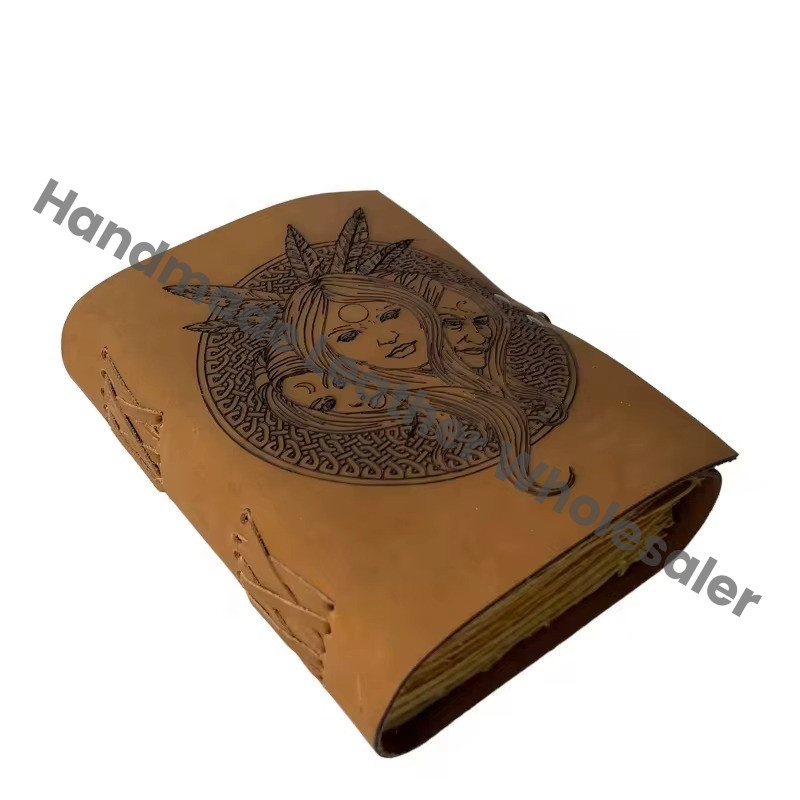 Yellow Leather Cover Deckle Paper High Quality Spiral Bound Diary with Custom Logo Option Gift Travelling Journal & Office